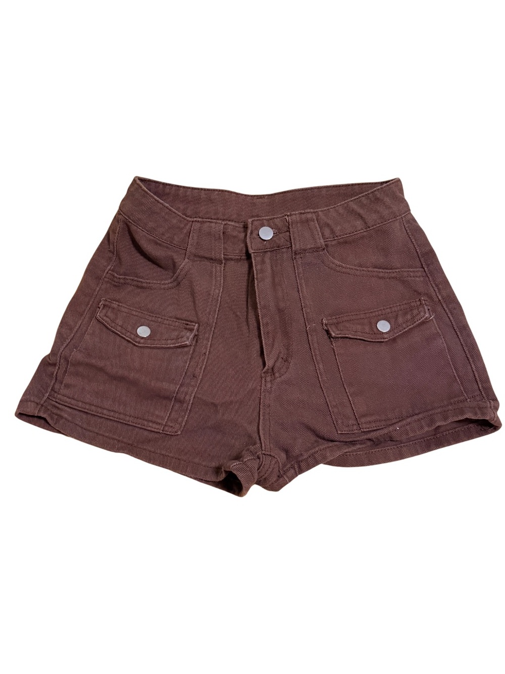SHEIN Brown High-Waist Pocket Jean Shorts